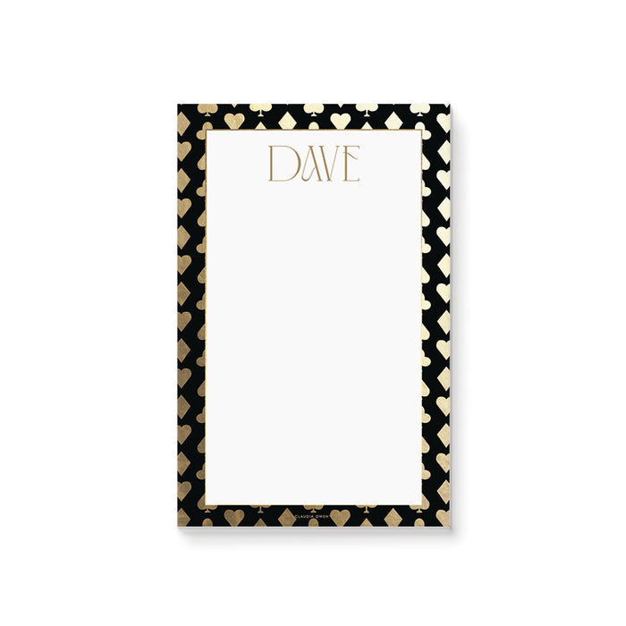 Elegant Casino Notepad in Black and Gold, Las Vegas Themed Stationery Pad with Your Name, Personalized Gift for Men