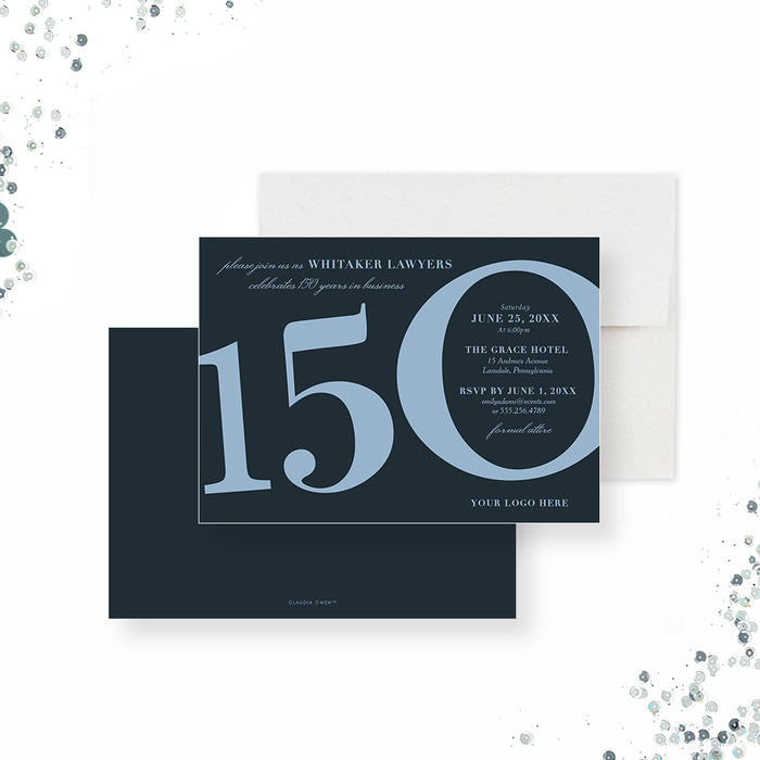 150 Years in Business Celebration, Elegant 150th Company Anniversary Party Invitations, Business Sesquicentenary Invites