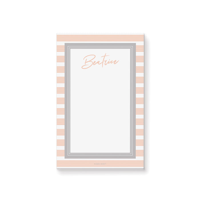 Peach Notepad with Stripes, Custom Gift for Women, Modern Stationery for Girls, Office Memopad, Present Ideas for Women