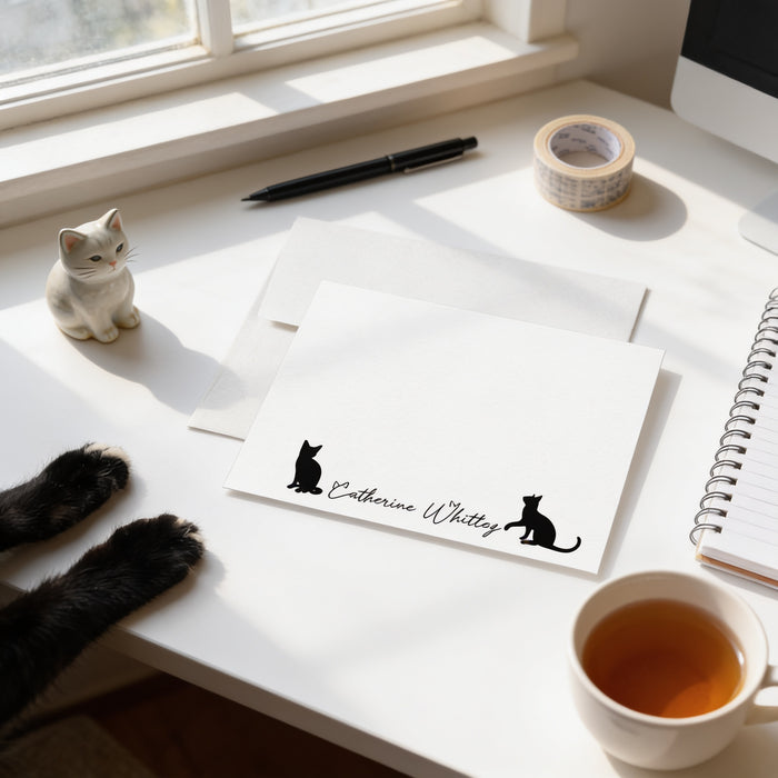 Black Cat Stationary Set Gift for Cat Lovers Birthday Thank You Cards