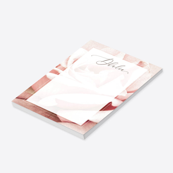 Pink Rose Notepad for Women, Personalized Birthday Gifts for Her, Floral Stationery Notepad for Spring
