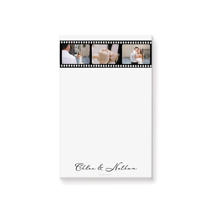 Film Strip Photo Notepad, Cinema Themed Stationery Pad, Wedding Party Favor, Modern Writing Paper for Couples, Personalized Wedding Gifts