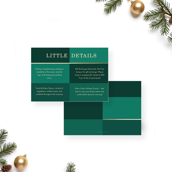 2025 Holiday Party Invitation Green and Gold Christmas Card