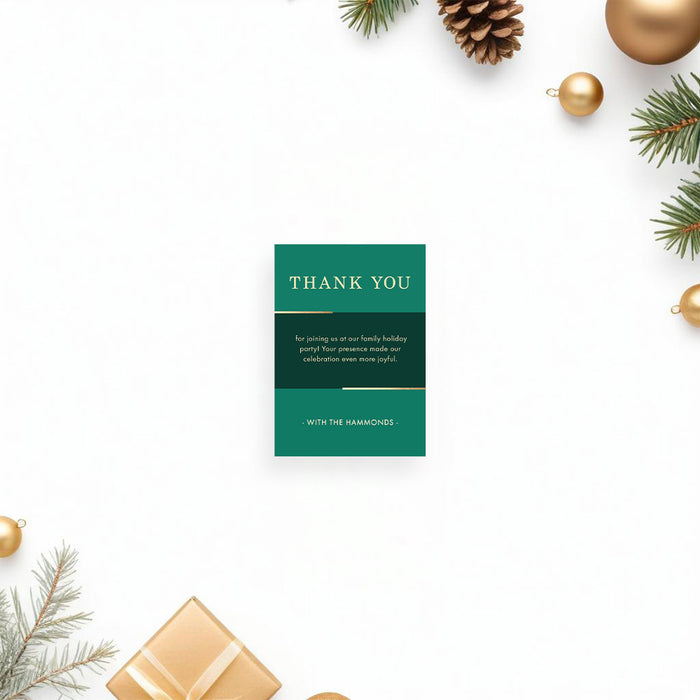 2025 Holiday Party Invitation Green and Gold Christmas Card