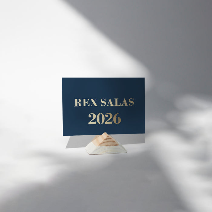 elegant 2026 blue and gold new year party place card