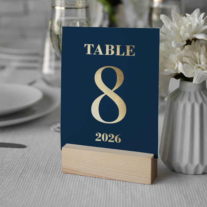 elegant 2026 blue and gold new year party table number