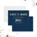 elegant 2026 blue and gold new year party save the date card