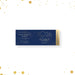 Modern navy blue 2026 holiday ticket card featuring elegant gold line typography