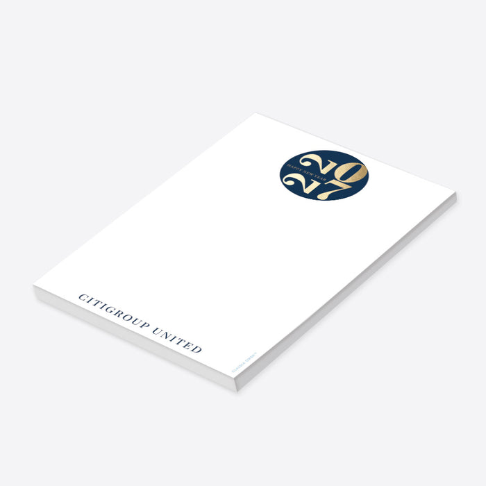 Notepad with a logo on a white background