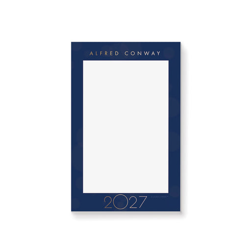 Navy blue notepad with '2027' text
