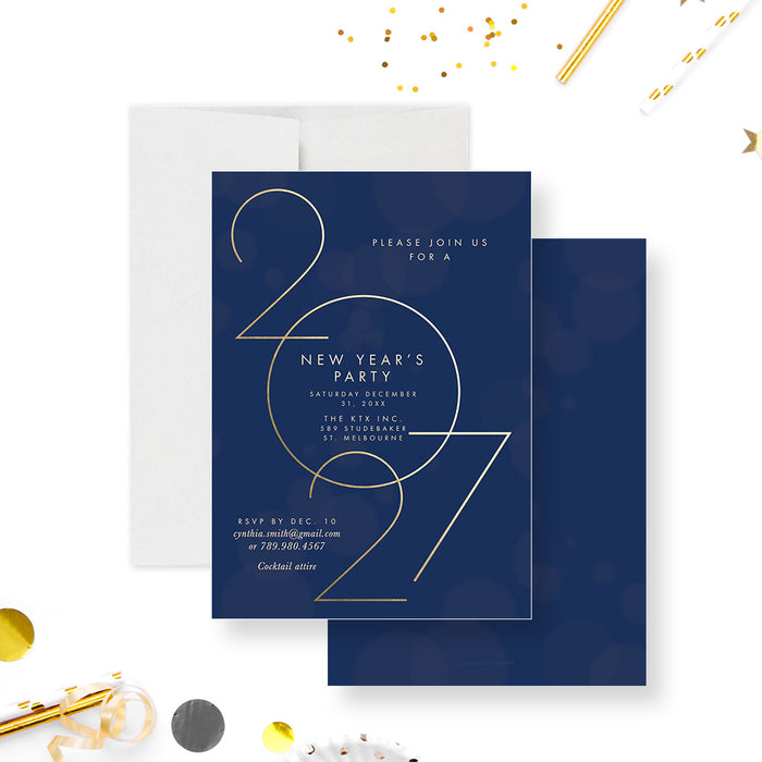 New Year's party invitation card with '2027' design 