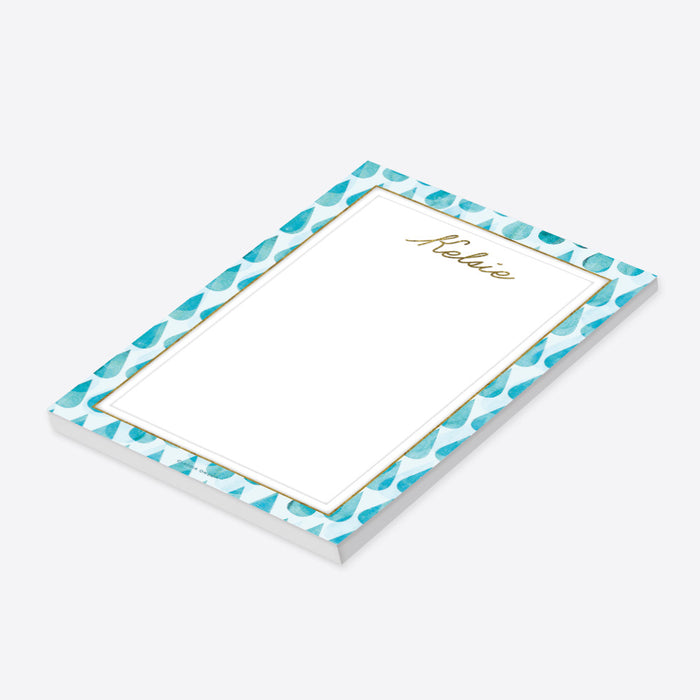 Raindrops Baby Shower Notepad, Cute Stationery for Baby Nursery, Personalized Baby Shower Party Favor with Blue Raindrops, Rainy Notepad