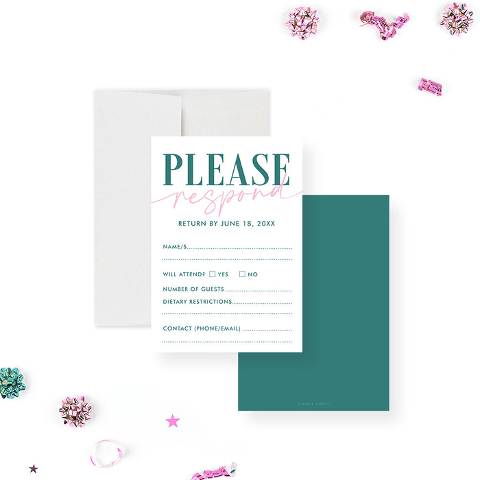 21st Birthday Invitation Modern Pink Teal Adult Party Invite