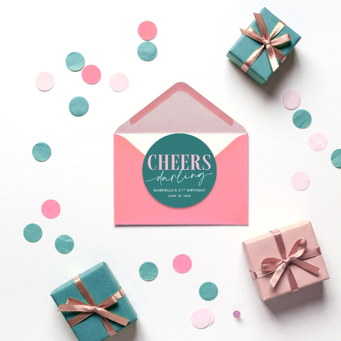 21st Birthday Invitation Modern Pink Teal Adult Party Invite
