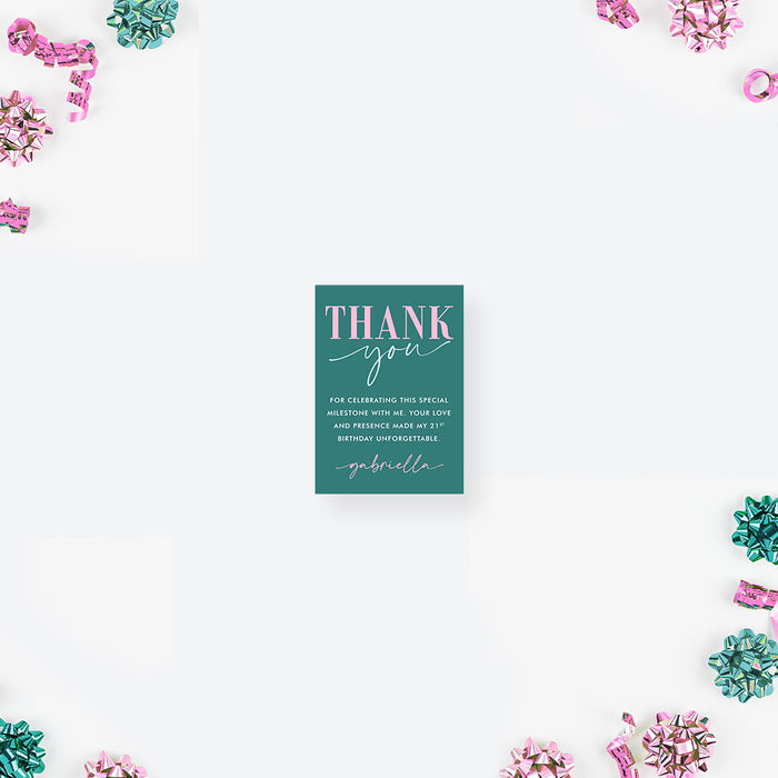 21st Birthday Invitation Modern Pink Teal Adult Party Invite