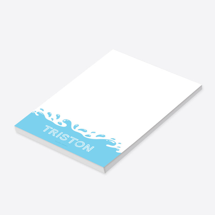 Water Splash Notepad, Pool Party Notepad, Kids Summer Writing Paper, Cool Stationery for Children