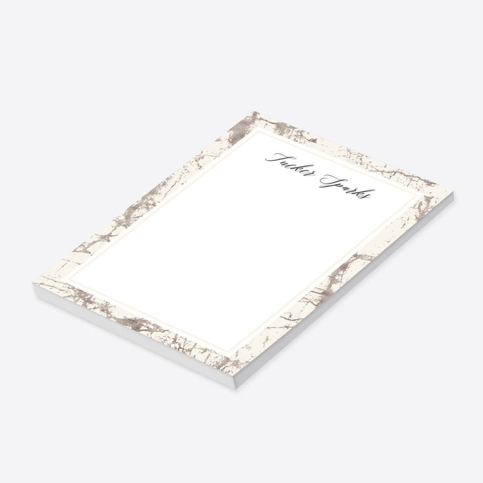 Silver Notepad Elegant Silver and Light Beige Notepad, Personalized Professional Writ