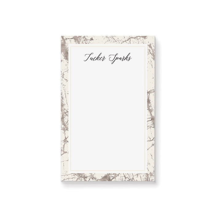 Elegant Silver and Light Beige Notepad, Personalized Professional Writing Paper Pad with Marble Design, Business Stationery Office Pad
