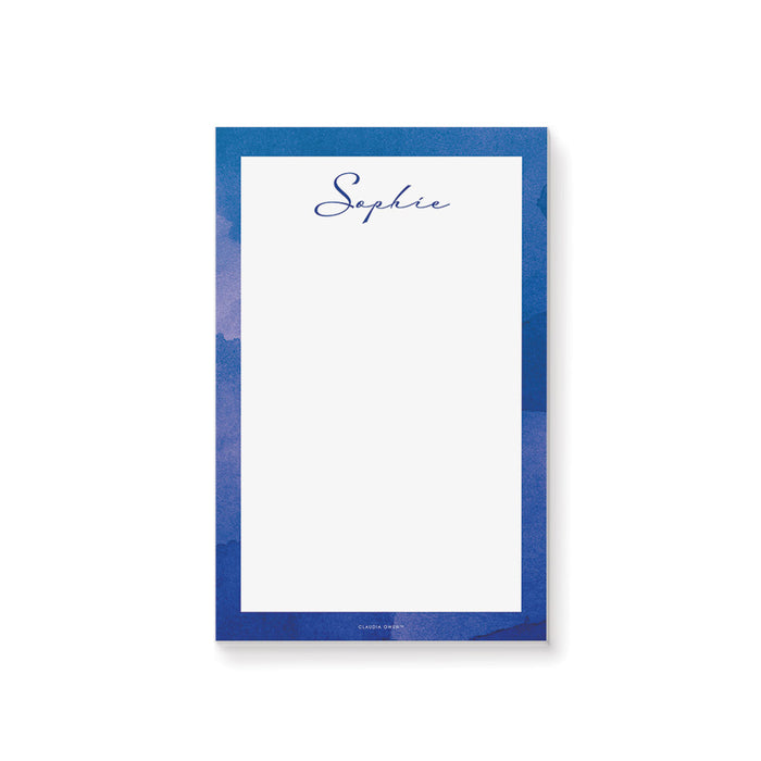 Personalized Blue Watercolor Notepad, Pool Party Birthday Writing Paper Pad