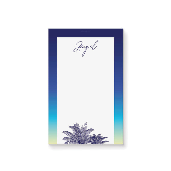 Tropical Notepad with Palm Trees, Summer Writing Paper Pad, Personalized Beach Birthday Stationery Party Favor