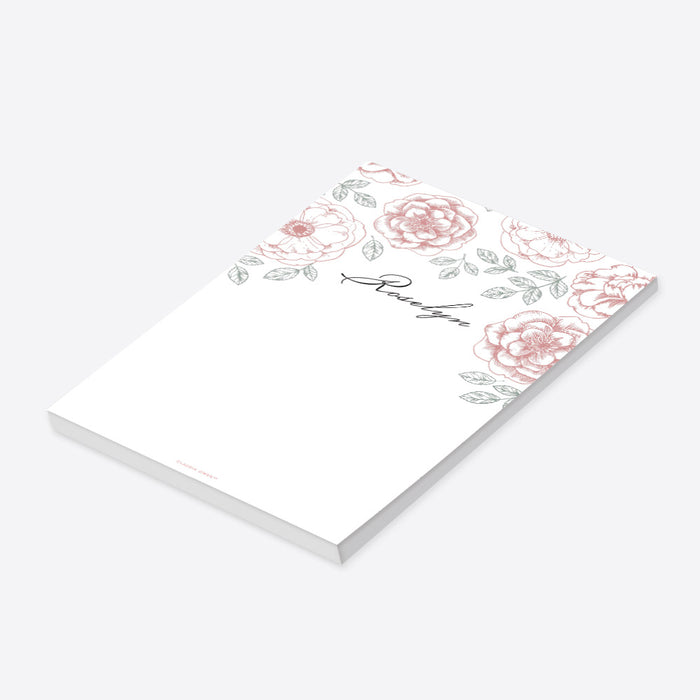 Floral Notepad for Women, Flowery Writing Paper Pad, Personalized Gift for Girls, Baby Shower Stationery Notepad