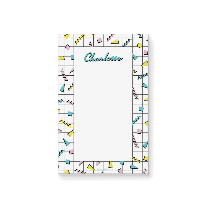 Retro Notepad in Memphis Style, 80s 90s Themed To Do List Pad, Personalized Retro Stationery, 80s Nostalgia Gifts