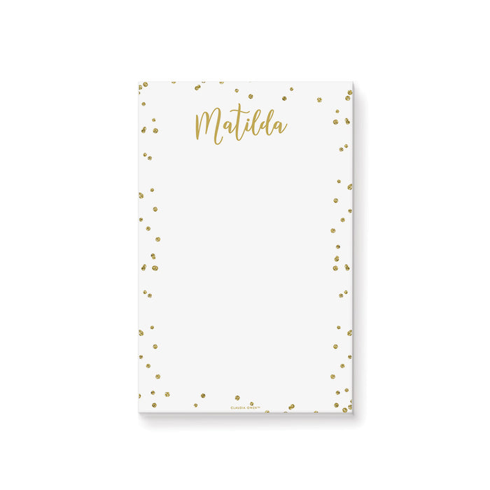 Elegant Notepad with Gold Confetti, Personalized To Do List Notepad, Stationery Office Pad