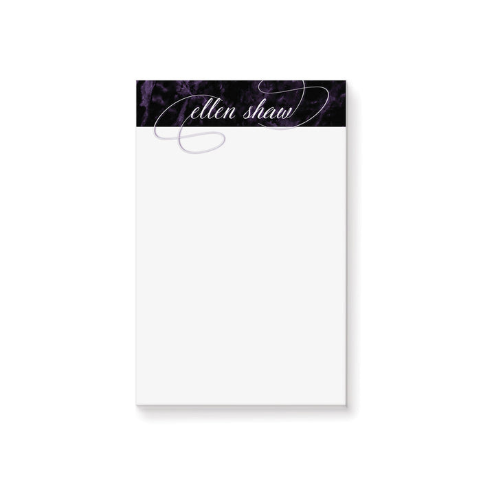 Elegant Notepad with Dark Purple Marble Design, Elegant Stationery Notepad for Women, Personalized Professional Writing Paper Pad with Beautiful Typography