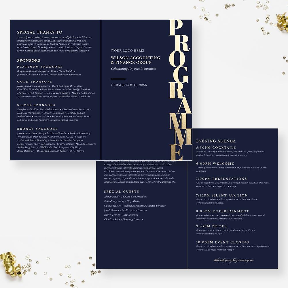 Programme Template Digital Download, Elegant Event Flyer for Business,