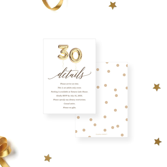 30th Birthday Invitation Golden Balloon Design Surprise Party