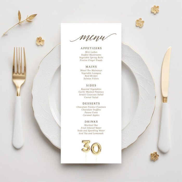30th Birthday Invitation Golden Balloon Design Surprise Party