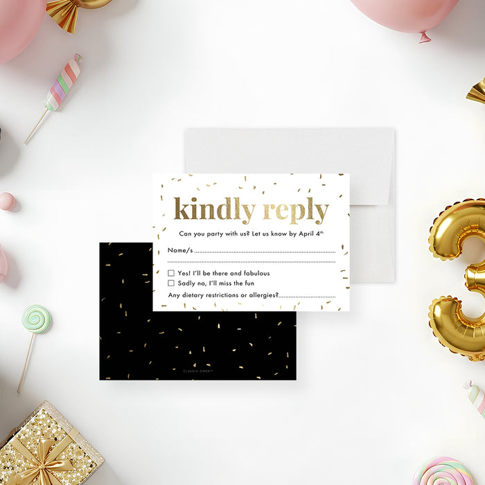 30th Birthday Photo Invitation Black Gold