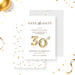 Gold balloon 30th birthday save the date card, ideal for surprise or milestone birthday celebrations.-front-back