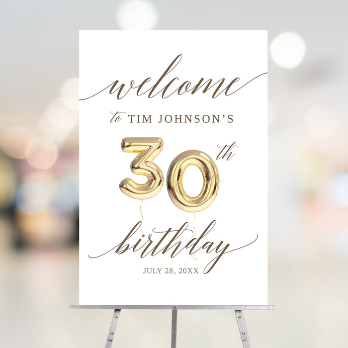 30th Birthday Invitation Golden Balloon Design Surprise Party