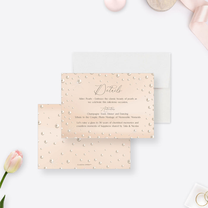 Pearl Anniversary Invitation 30th Wedding Celebration Card