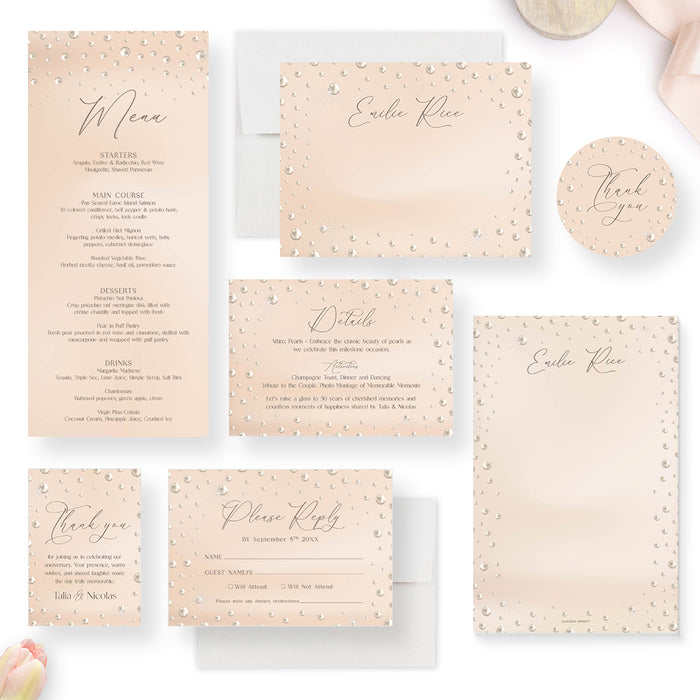 Pearl Anniversary Invitation 30th Wedding Celebration Card