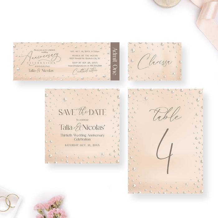 Pearl Anniversary Invitation 30th Wedding Celebration Card