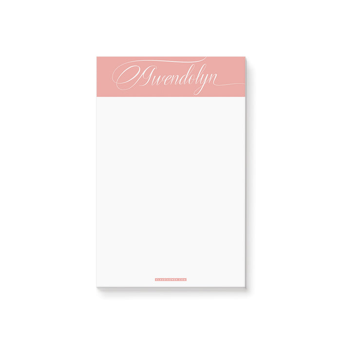 Pink and White Minimalist Notepad for Women, Personalized Ladies Birthday Gift, Office Notepad with Name