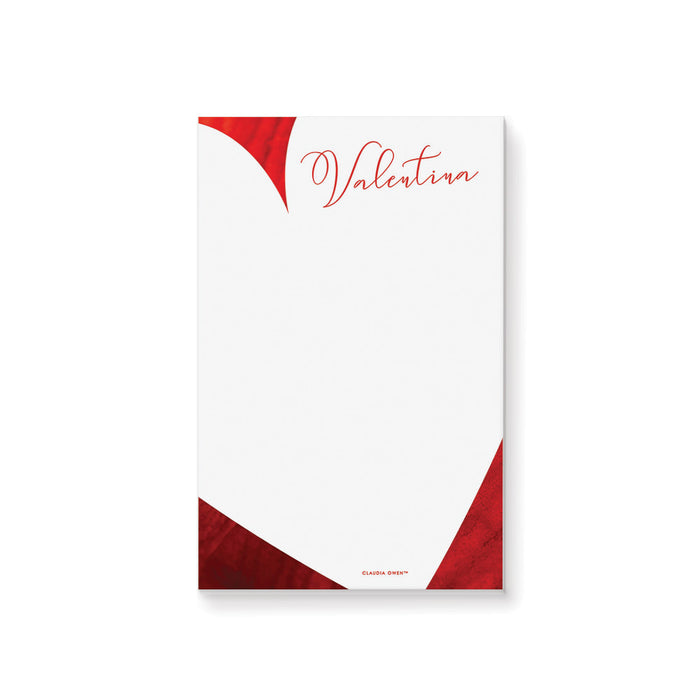 Red Notepad with Love Heart, Valentines Gift for Her, Heart Stationery Writing Pad, Personalized Valentines Day Stationery Memo Pad