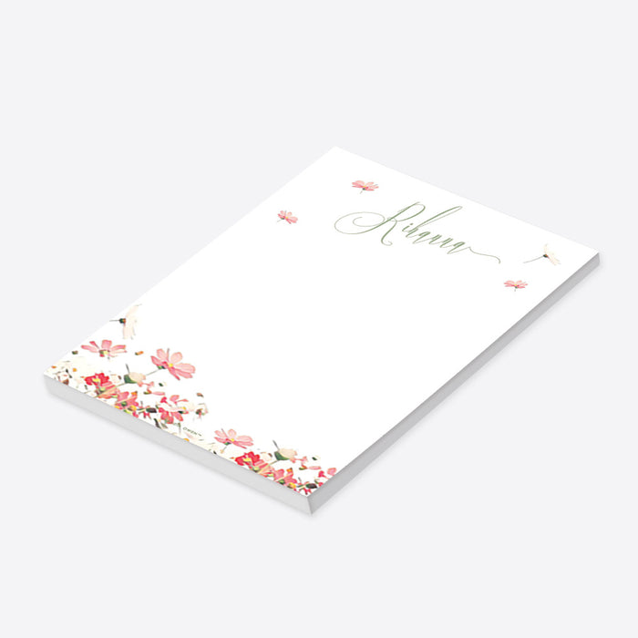 Blossom Flower Notepad, Custom Gift for Women, Floral Stationery Writing Pad, Flowery Personalized To Do List Notepad