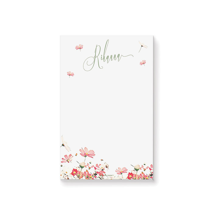 Blossom Flower Notepad, Custom Gift for Women, Floral Stationery Writing Pad, Flowery Personalized To Do List Notepad