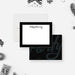40th Birthday Thank You Cards in Black and White. Front and matching black back with large dark gray Forty lettering displayed with a white envelope.