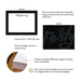 Product details for 40th birthday thank you cards in black and white: front and back designs, A2 size, matte cardstock, and design proof.