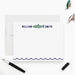 a personalized note card with a fish illustration, a pen, and a pair of fishing lures, all arranged on a white background.