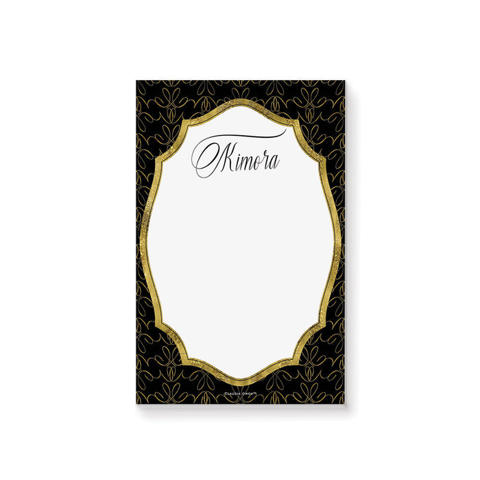 Elegant Notepad in Gold and Black with Intricate Pattern, Classy Writing Pad for Men, Personalized Business Notepad for the Office