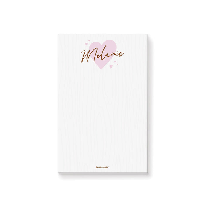 Cute Notepad with Pink Hearts, Personalized Gift for Her, Romantic Writing Pad for Women, Valentines Gift for Girls