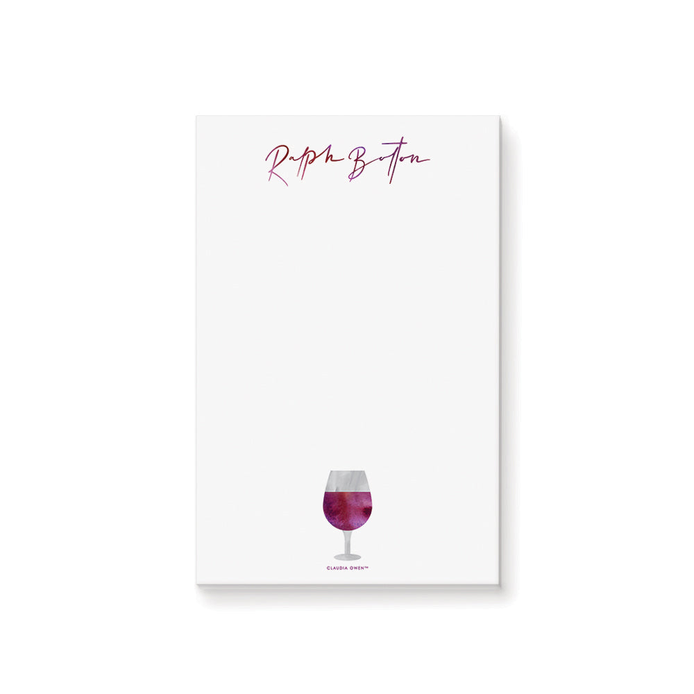 Red Wine Notepad, Personalized Winery Writing Paper Pad, Wine Tasting