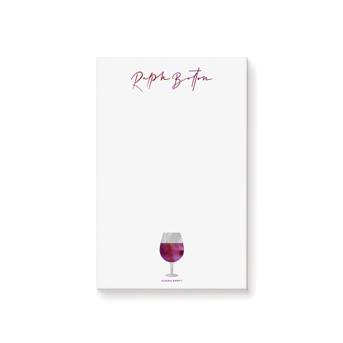 Red Wine Notepad, Personalized Winery Writing Paper Pad, Wine Tasting Birthday Stationery Party Favor, Unique Gift for Wine Lover