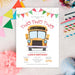 a yellow school bus birthday party card