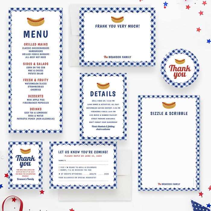Fourth of July Cookout Invitation Patriotic Summer BBQ Party